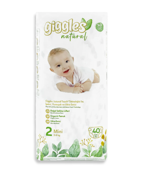 картинка Подгузники детские органические Giggles Natural, размер 2, MINI (3-6 кг.) от магазина Праздничные игрушки